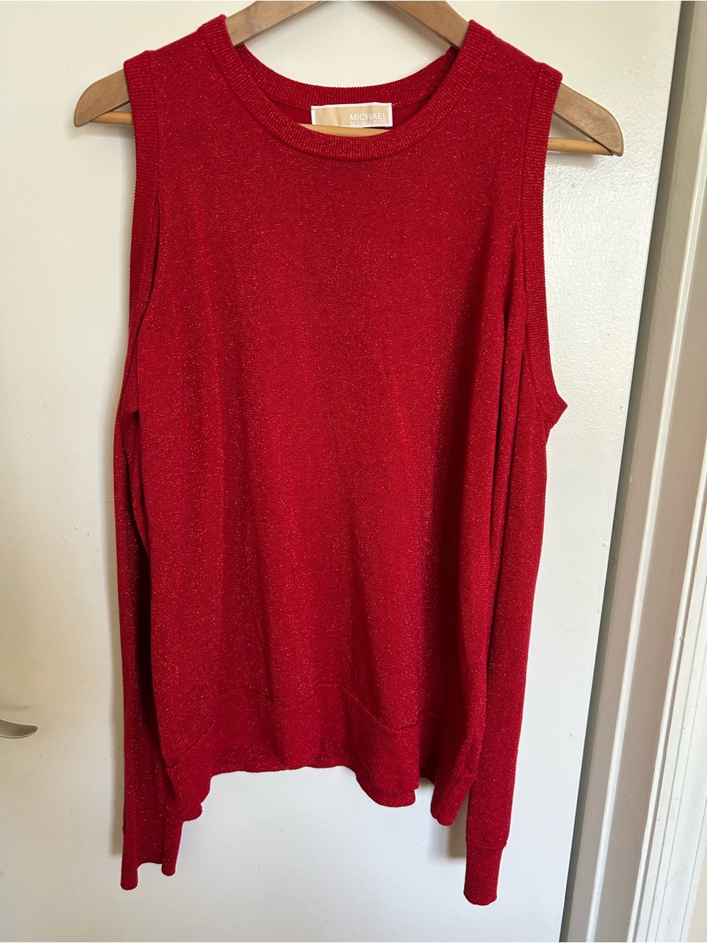 Michael Kors Sparkle Red Sleeveless Crewneck Sweater